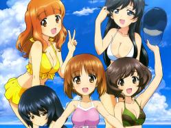 43yande.re 251501 akiyama_yukari bikini cleavage girls_und_panzer isuzu_hana nishizumi_miho reizei_mako sugimoto_isao swimsuits takebe_saori