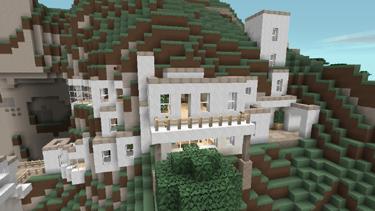 Minecraft 白い家々の町並み エーゲ海に佇む白壁の家 Gixdlog