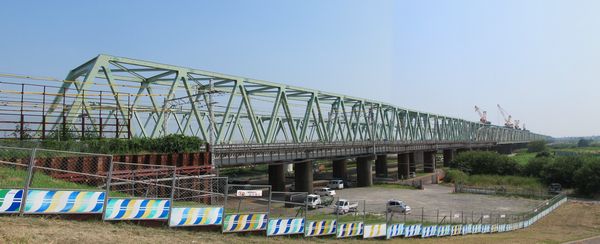 取手駅側から見た常磐線利根川橋梁の全景