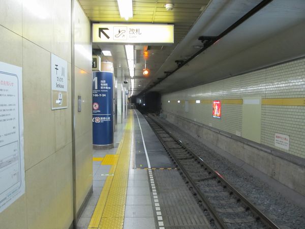 千川駅和光市寄りのホームは先端がゴムマットに置き換えられている