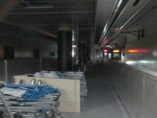 7月28日の南流山駅ホーム延伸工事の様子（つくば方）